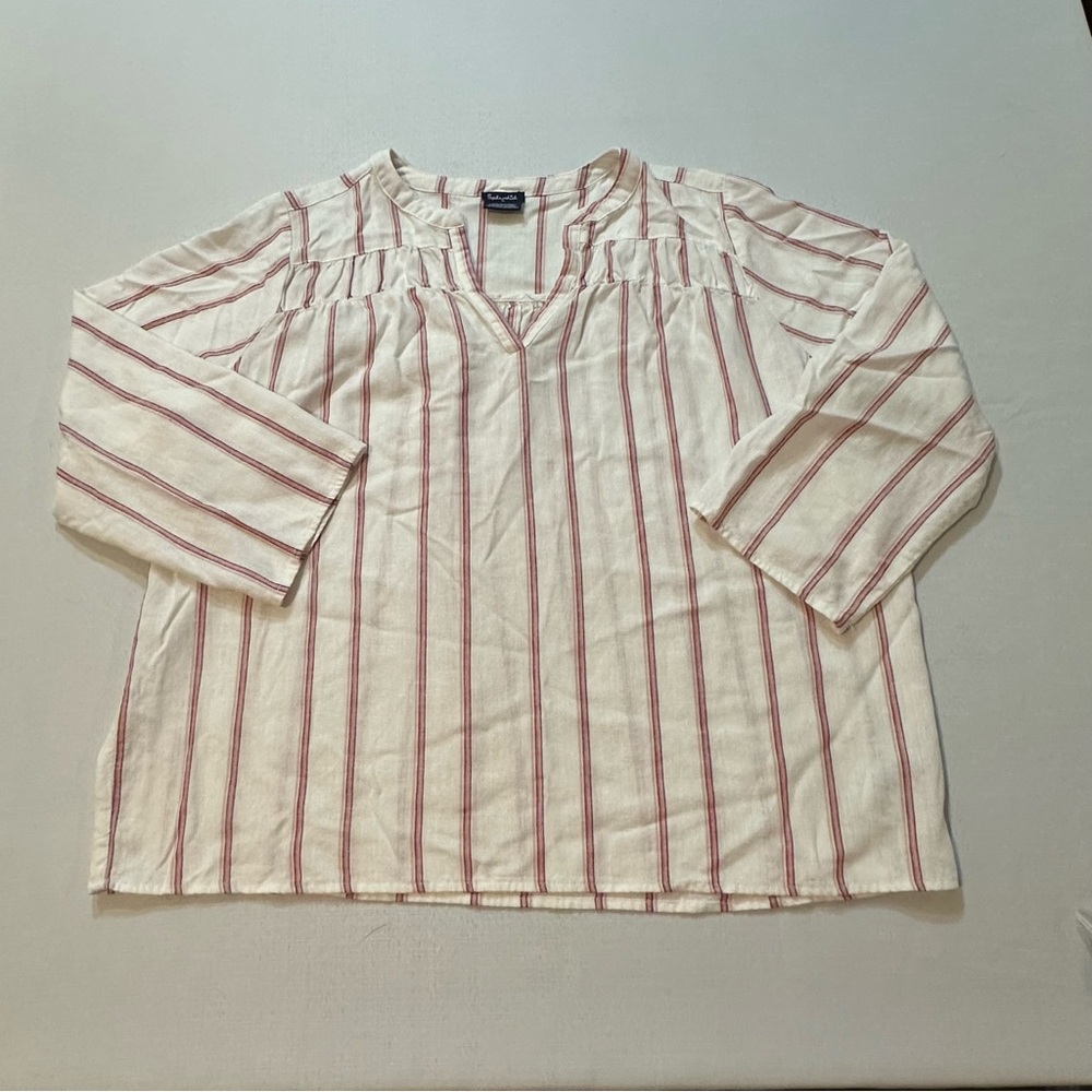 Splendid Striped Linen Blend Blouse Medium Boho Top